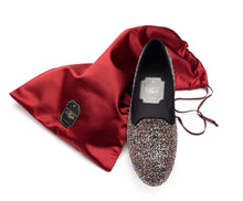 Carica l'immagine nel visualizzatore di Gallery, HOME SLIPPER DONNA - Glitter e Raso Multicolor /Nero