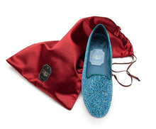 Carica l'immagine nel visualizzatore di Gallery, HOME SLIPPER DONNA - Glitter e Raso Azzurro