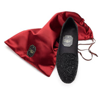 Carica l'immagine nel visualizzatore di Gallery, HOME SLIPPER DONNA - Glitter e Raso Nero