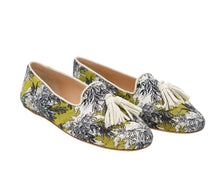 Carica l'immagine nel visualizzatore di Gallery, BRIGITTE – Broccato Foliage Nero/ Giallo