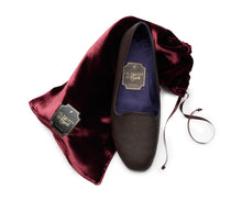 Carica l'immagine nel visualizzatore di Gallery, HOME SLIPPER DONNA - Pelle saffiano e Raso Testa di Moro/Blu