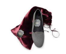 Carica l'immagine nel visualizzatore di Gallery, HOME SLIPPER DONNA - Pelle saffiano e Raso Grigio/Nero