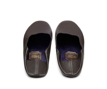 Carica l'immagine nel visualizzatore di Gallery, HOME SLIPPER UOMO - Pelle saffiano e Raso Testa di Moro/Blu