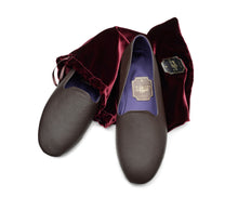 Carica l'immagine nel visualizzatore di Gallery, HOME SLIPPER UOMO - Pelle saffiano e Raso Testa di Moro/Blu