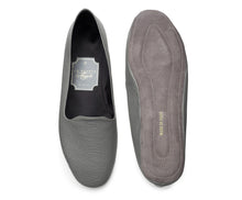 Carica l'immagine nel visualizzatore di Gallery, HOME SLIPPER UOMO - Pelle saffiano e Raso Grigio/Nero