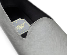 Carica l'immagine nel visualizzatore di Gallery, HOME SLIPPER UOMO - Pelle saffiano e Raso Grigio/Nero
