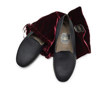 Carica l'immagine nel visualizzatore di Gallery, HOME SLIPPER UOMO - Pelle saffiano e Raso Nero/Verde