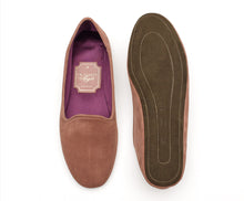 Carica l'immagine nel visualizzatore di Gallery, HOME SLIPPER DONNA - Camoscio e Raso Dark Rose