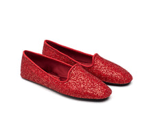 Carica l'immagine nel visualizzatore di Gallery, HOME SLIPPER DONNA - Glitter e Raso Rosso