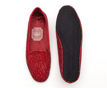 Carica l'immagine nel visualizzatore di Gallery, HOME SLIPPER DONNA - Glitter e Raso Rosso