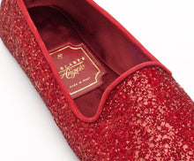 Carica l'immagine nel visualizzatore di Gallery, HOME SLIPPER DONNA - Glitter e Raso Rosso