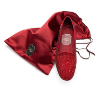 Carica l'immagine nel visualizzatore di Gallery, HOME SLIPPER DONNA - Glitter e Raso Rosso