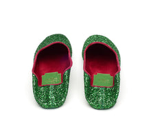 Carica l'immagine nel visualizzatore di Gallery, HOME SLIPPER DONNA - Glitter e Raso Verde/Rosso