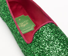 Carica l'immagine nel visualizzatore di Gallery, HOME SLIPPER DONNA - Glitter e Raso Verde/Rosso
