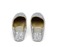 Carica l'immagine nel visualizzatore di Gallery, HOME SLIPPER DONNA - Glitter e Raso Argento/ Salvia