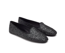 Carica l'immagine nel visualizzatore di Gallery, HOME SLIPPER DONNA - Glitter e Raso Nero