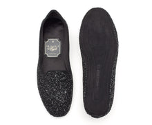 Carica l'immagine nel visualizzatore di Gallery, HOME SLIPPER DONNA - Glitter e Raso Nero