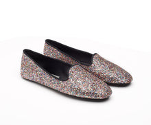 Carica l'immagine nel visualizzatore di Gallery, HOME SLIPPER DONNA - Glitter e Raso Multicolor /Nero