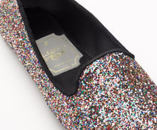 Carica l'immagine nel visualizzatore di Gallery, HOME SLIPPER DONNA - Glitter e Raso Multicolor /Nero