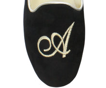 Carica l'immagine nel visualizzatore di Gallery, HOME SLIPPER UOMO - Camoscio / Raso - Nero / Cognac