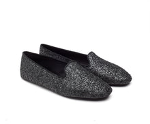 Carica l'immagine nel visualizzatore di Gallery, HOME SLIPPER UOMO - Glitter e Raso Nero
