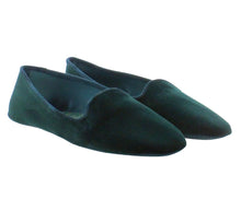 Carica l'immagine nel visualizzatore di Gallery, HOME SLIPPER UOMO - Velluto e Raso Verde Smeraldo